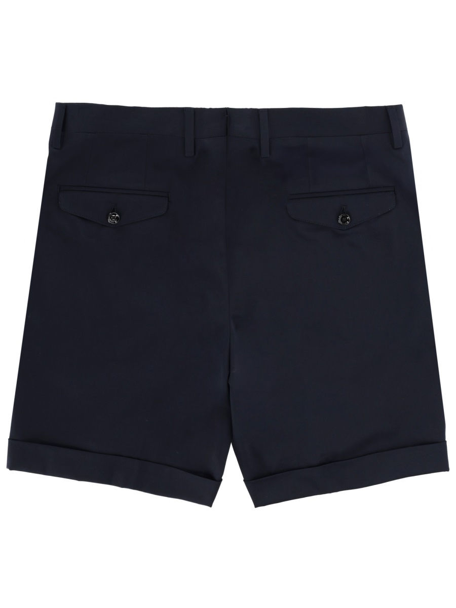 Lardini Neutrals Tailored Front Pleats Cotton Shorts Zwart