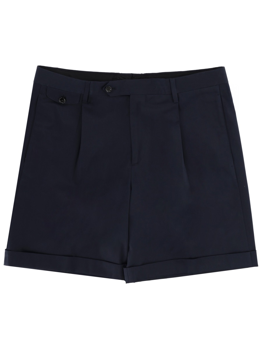 Lardini Neutrals Tailored Front Pleats Cotton Shorts Zwart