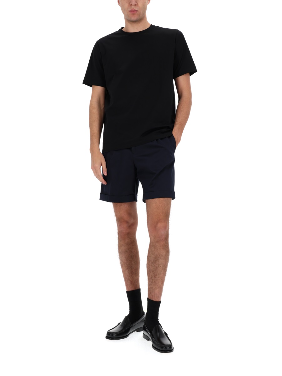 Lardini Neutrals Tailored Front Pleats Cotton Shorts Zwart