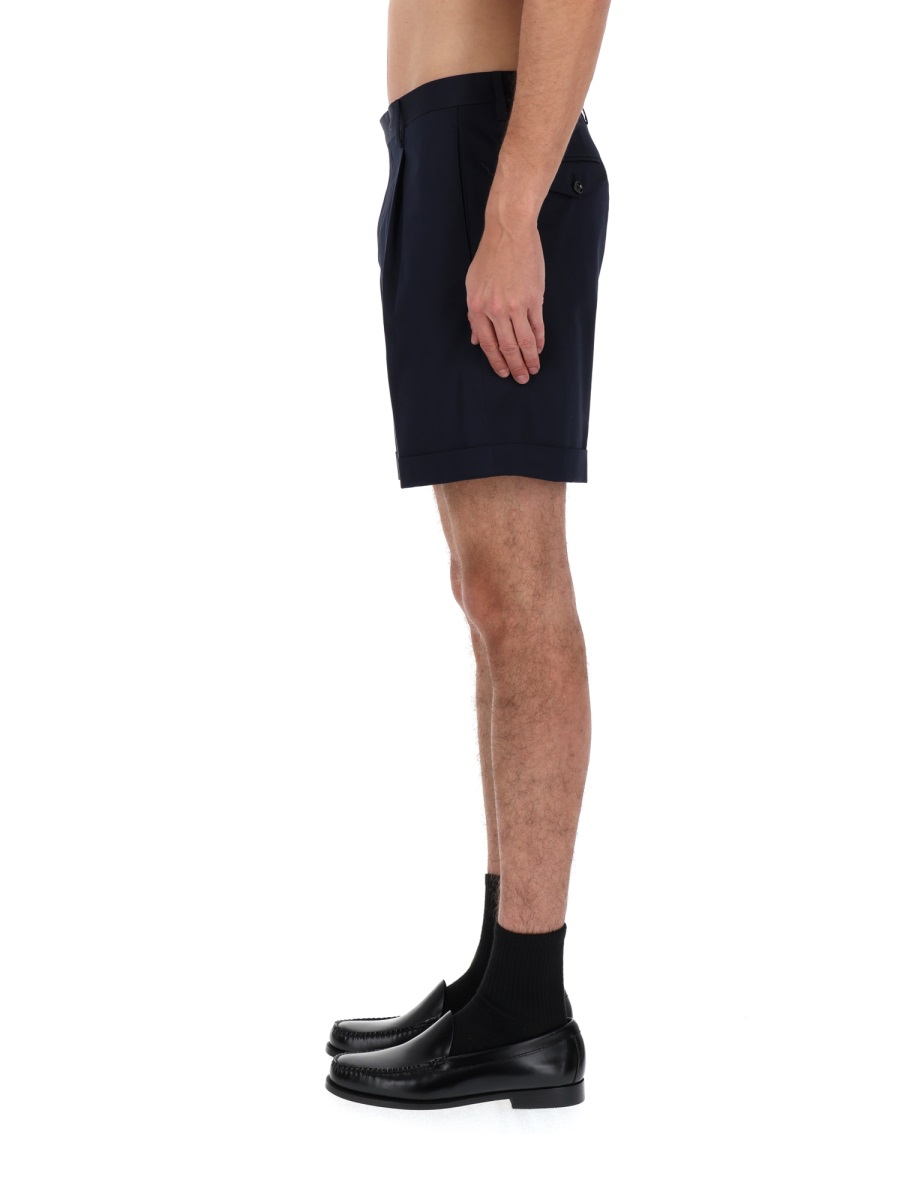 Lardini Neutrals Tailored Front Pleats Cotton Shorts Zwart