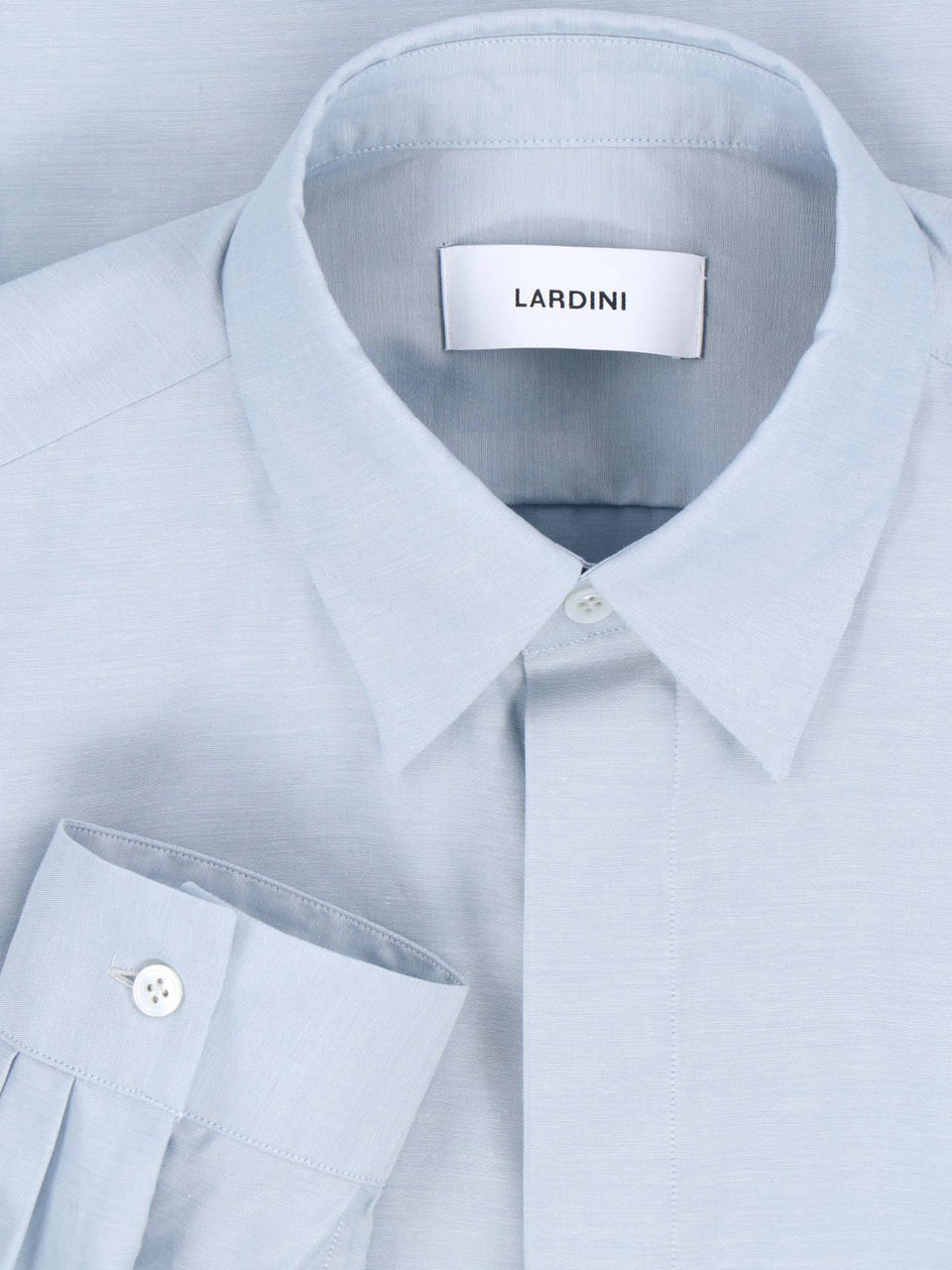 Lardini Light Blue Long-Sleeved Cotton Viscose Shirt Blauw