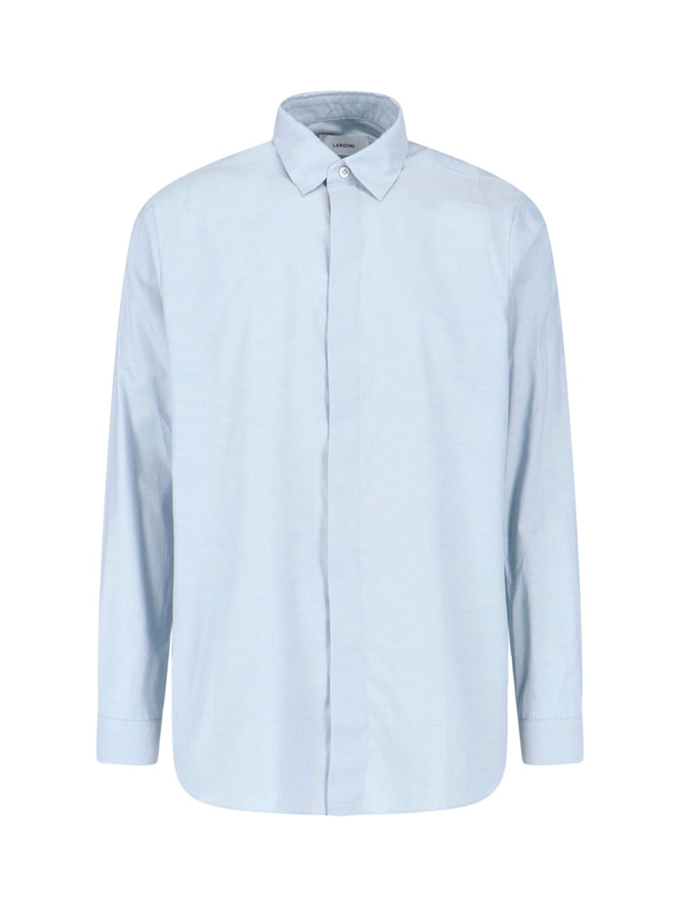 Lardini Light Blue Long-Sleeved Cotton Viscose Shirt Blauw
