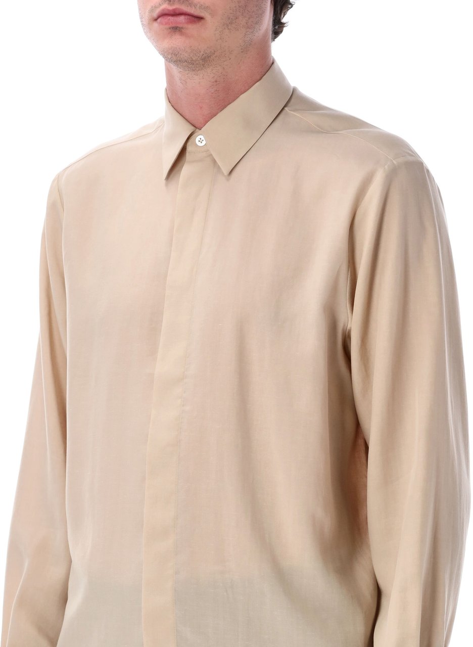 Lardini Camicia Bottone Ricoperto Beige Beige
