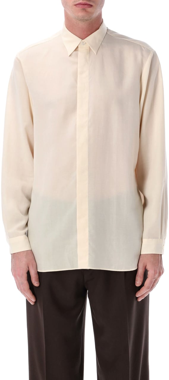 Lardini Lardini Oversized linen & lyocell shirt Neutraal