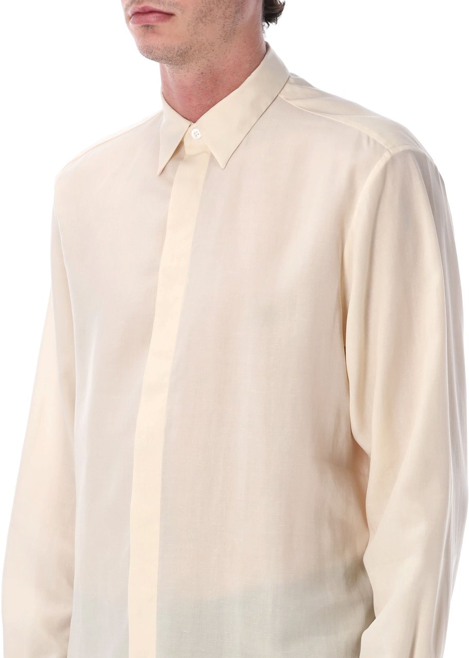 Lardini Lardini Oversized linen & lyocell shirt Neutraal