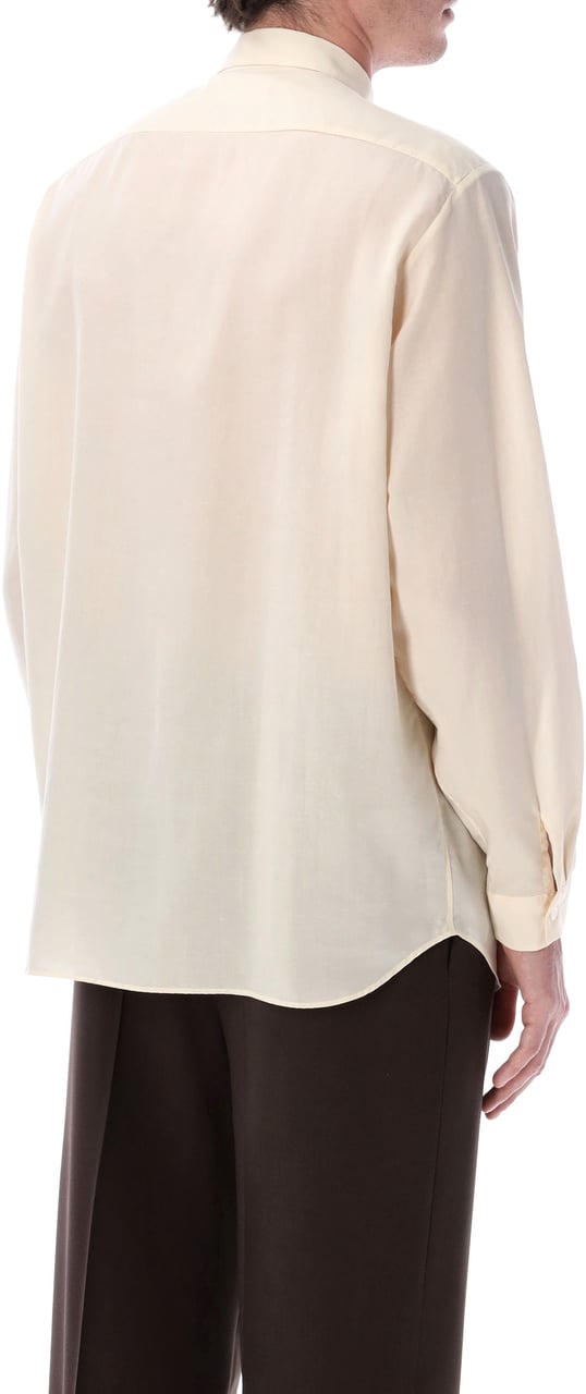 Lardini Lardini Oversized linen & lyocell shirt Neutraal