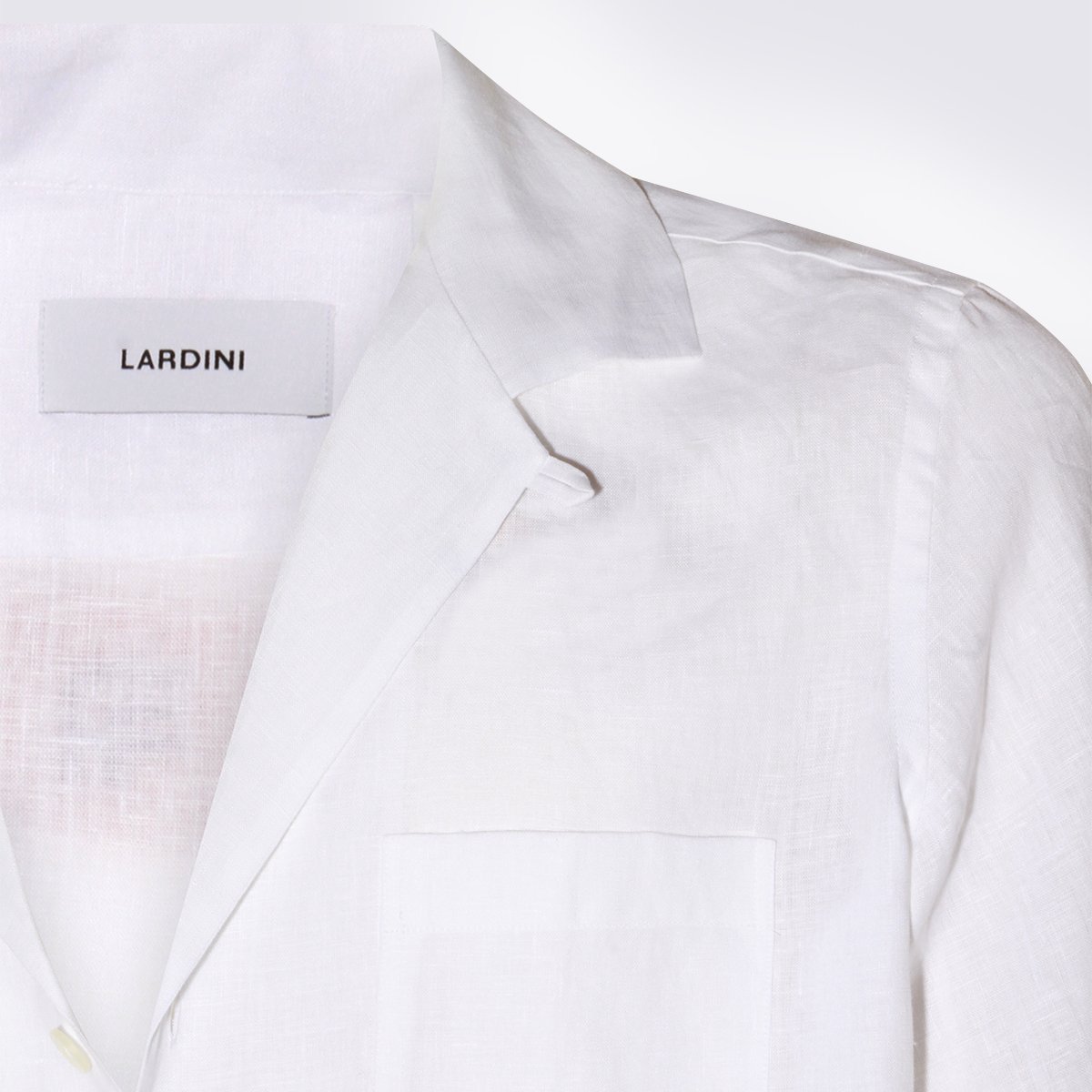 Lardini Short-Sleeved White Shirt with Notched Collar Wit