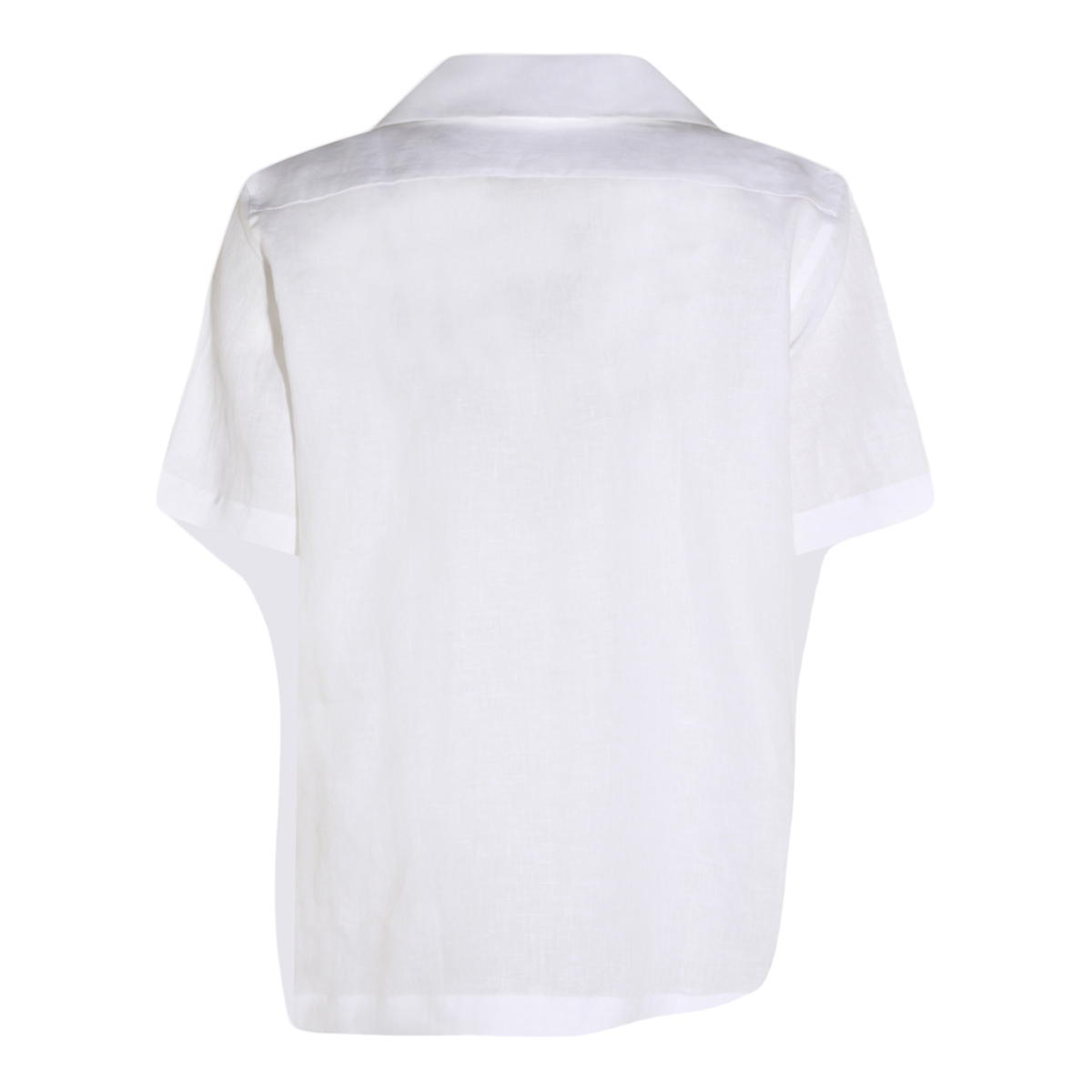 Lardini Short-Sleeved White Shirt with Notched Collar Wit