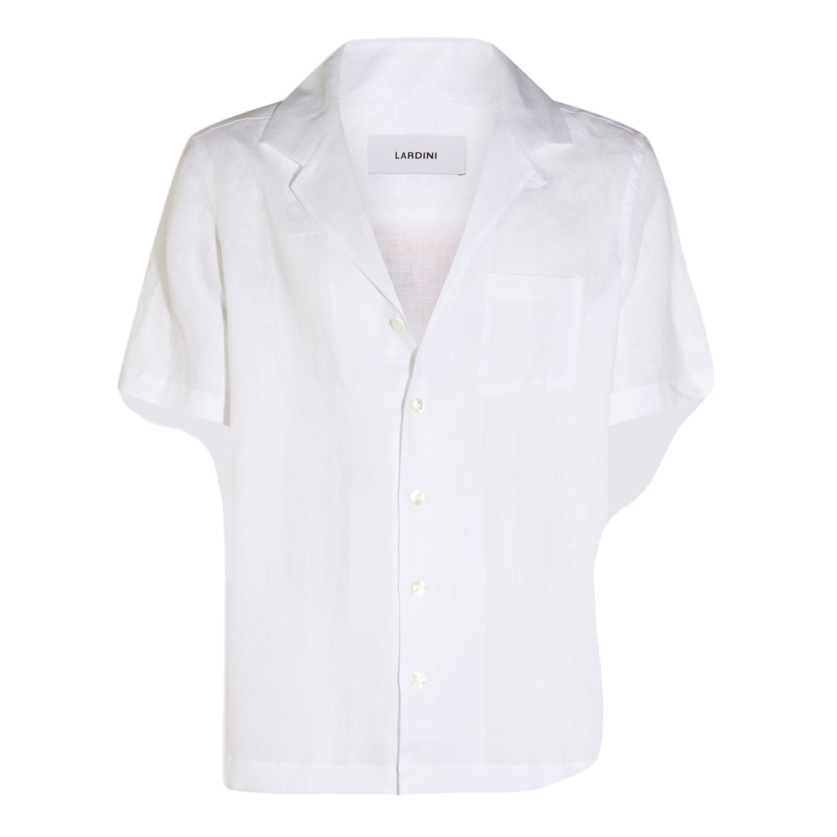 Lardini Short-Sleeved White Shirt with Notched Collar Wit