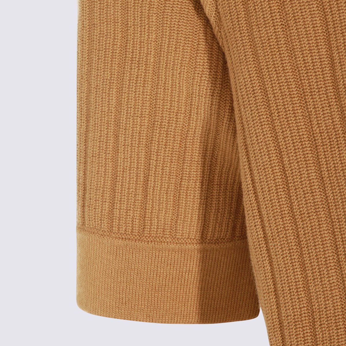 Lardini Short-Sleeve Ribbed Knit Shirt with Button-Down Front Bruin