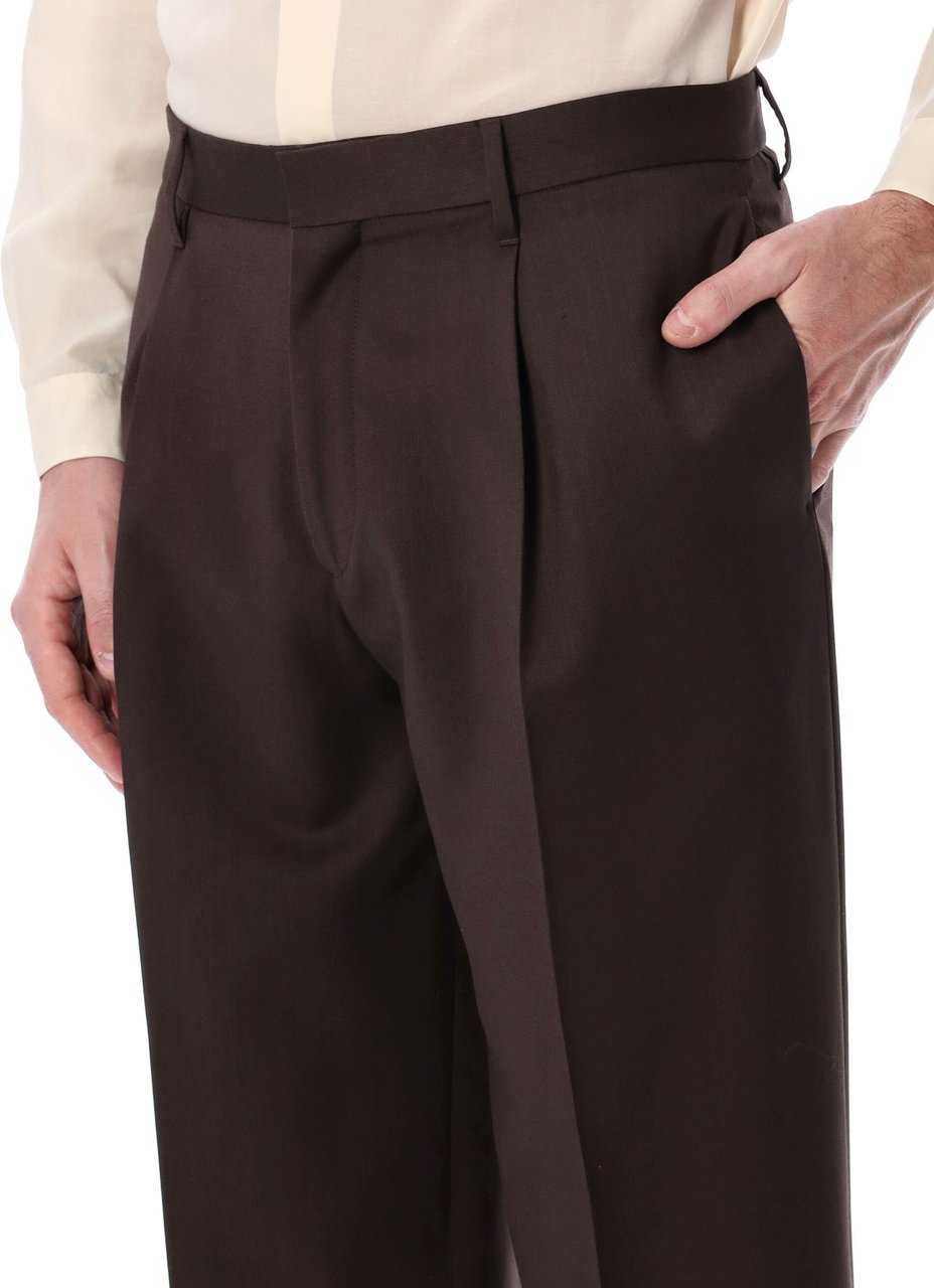 Lardini Lardini brown sartorial pleated trousers Bruin