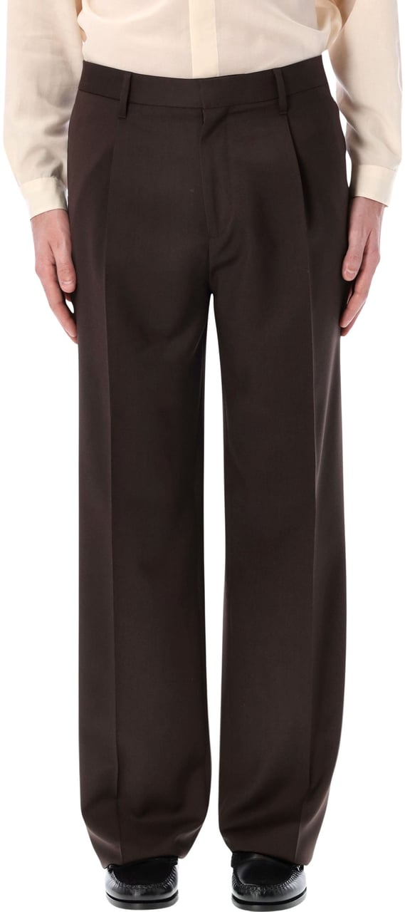 Lardini Lardini brown sartorial pleated trousers Bruin