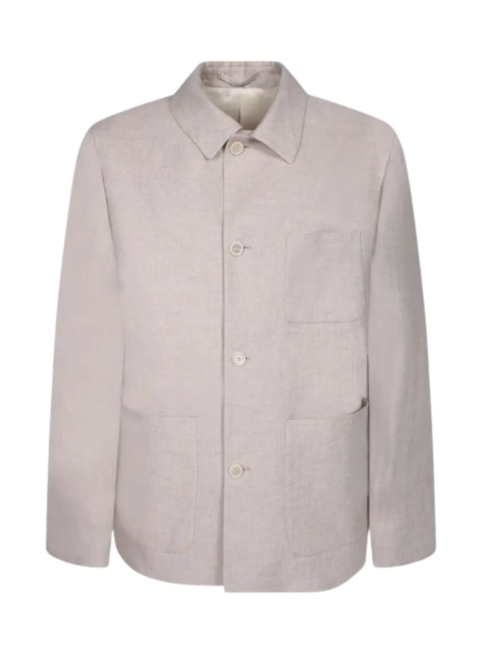 Lardini Beige Linen Patch Pocket Shirt Grijs