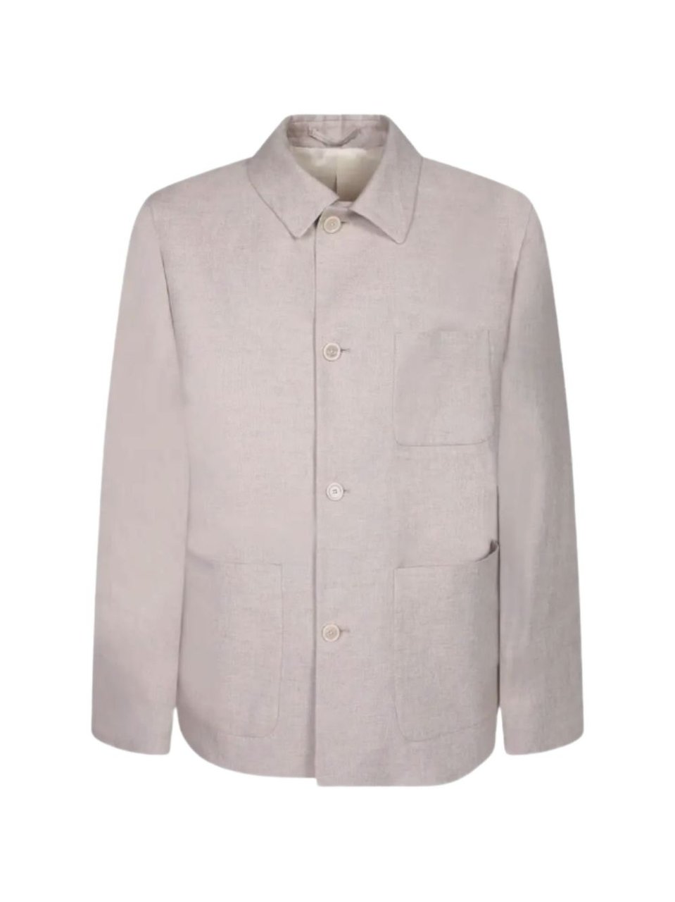 Lardini Beige Linen Patch Pocket Shirt Grijs