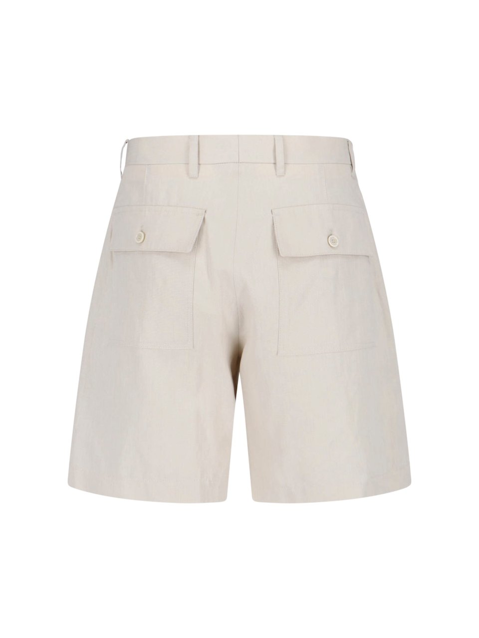 Lardini Cream Linen-Cotton Blend Tailored Shorts Neutraal