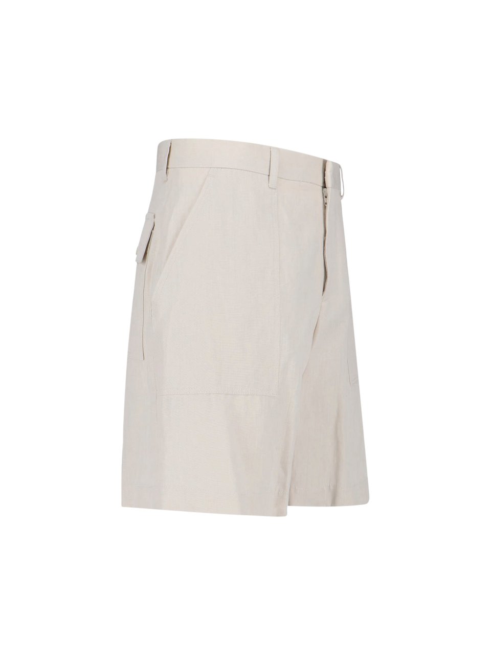 Lardini Cream Linen-Cotton Blend Tailored Shorts Neutraal