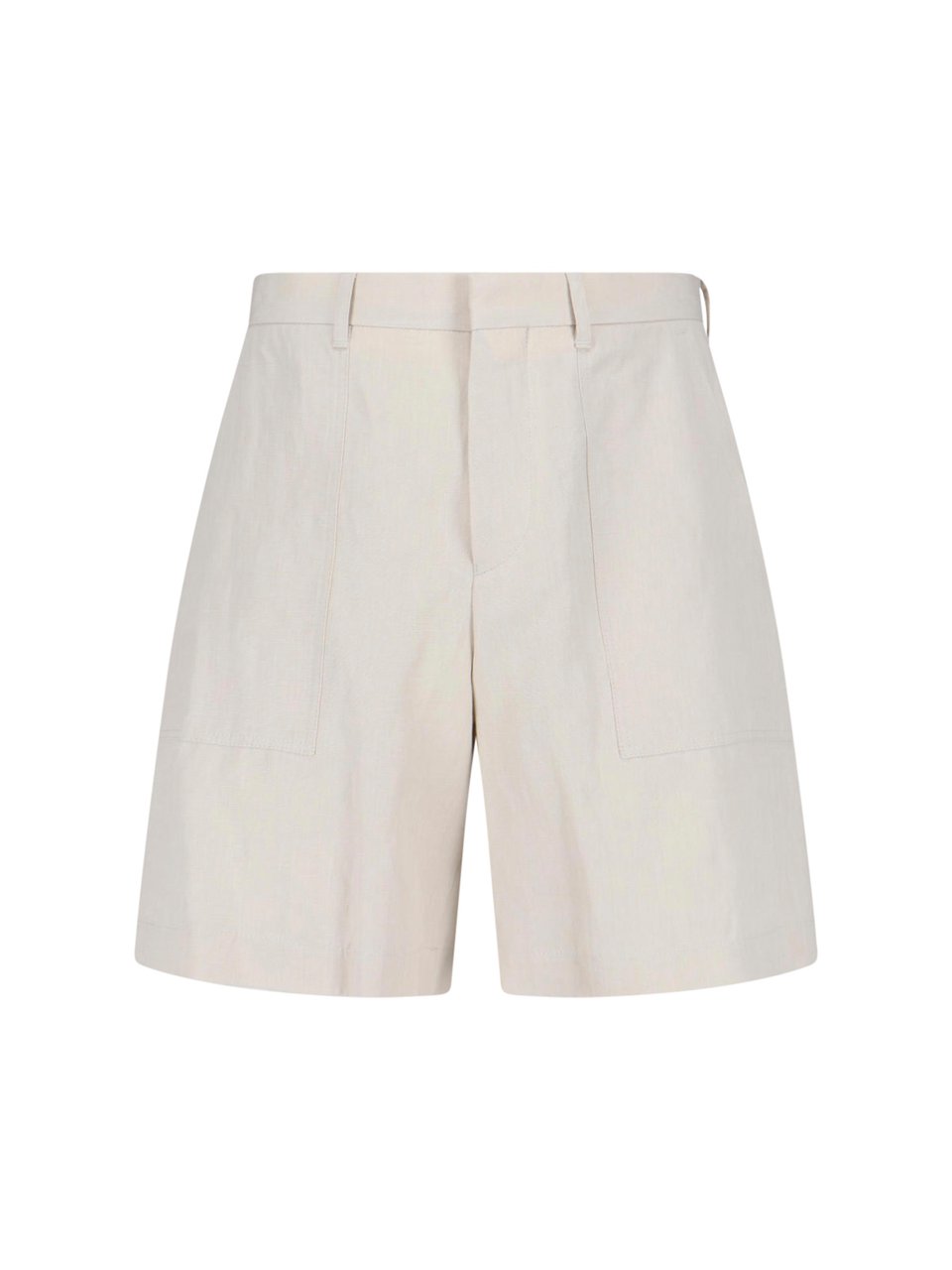 Lardini Cream Linen-Cotton Blend Tailored Shorts Neutraal