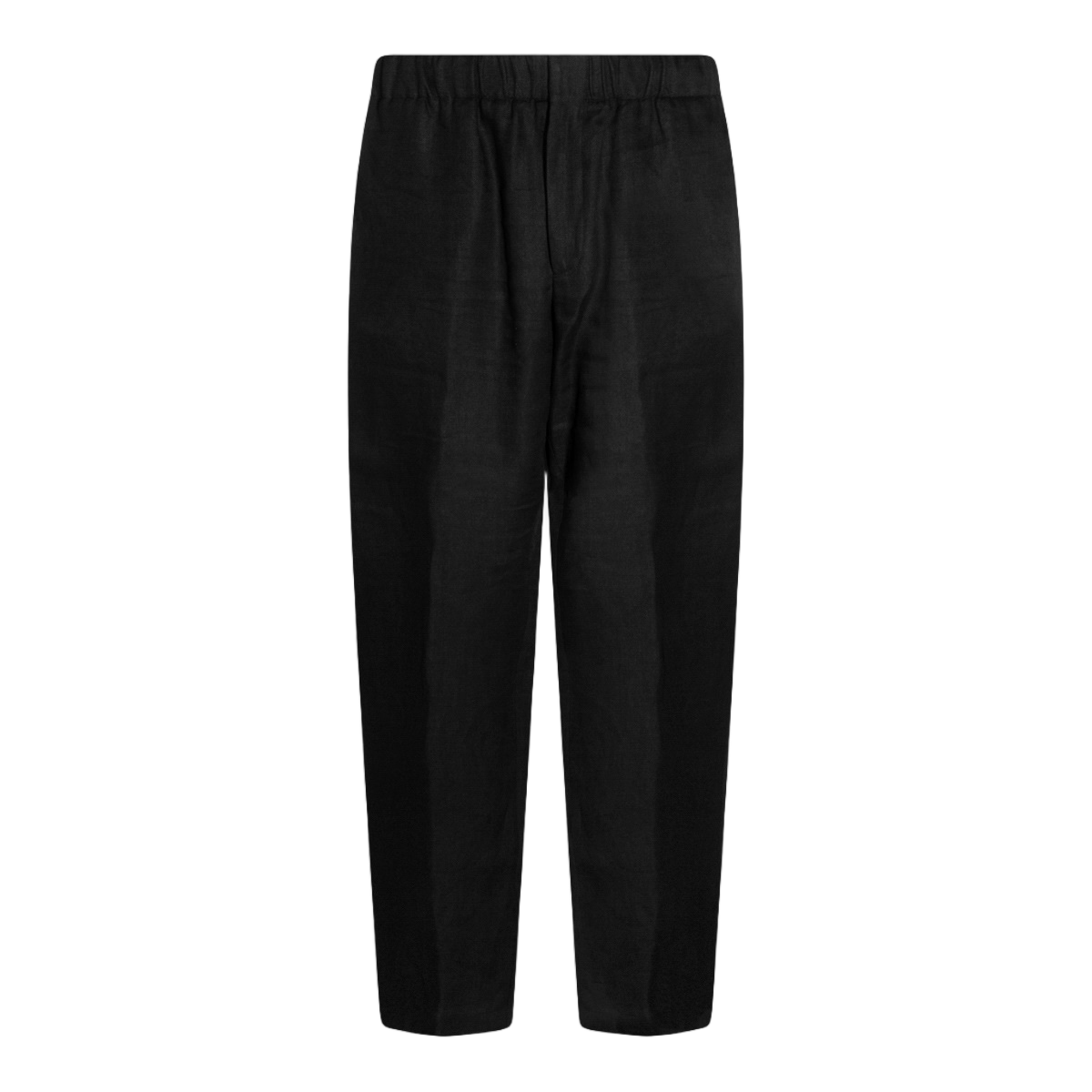 Lardini Straight Leg Trousers With Textured Fabric And Elastic Waistband Zwart