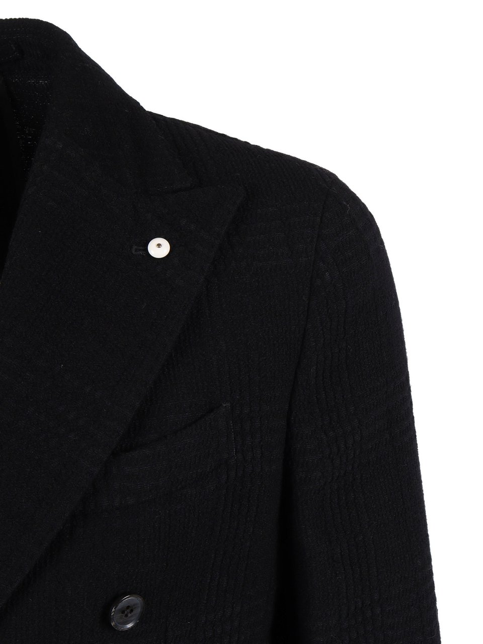 L.B.M 1911 Black Double Breasted Checkered Jacket Zwart