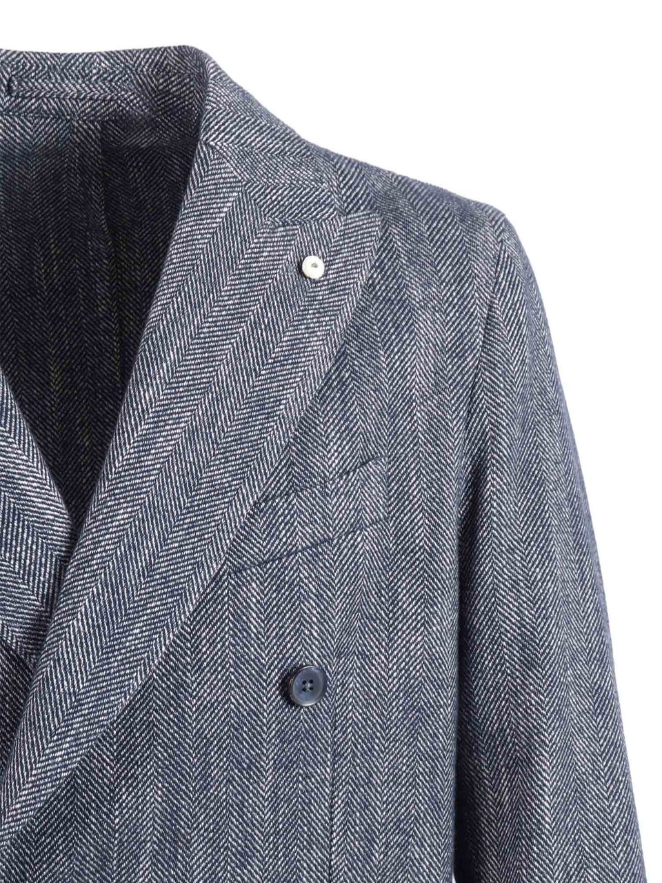 L.B.M 1911 Textured Double Breasted Cotton Jacket Grijs