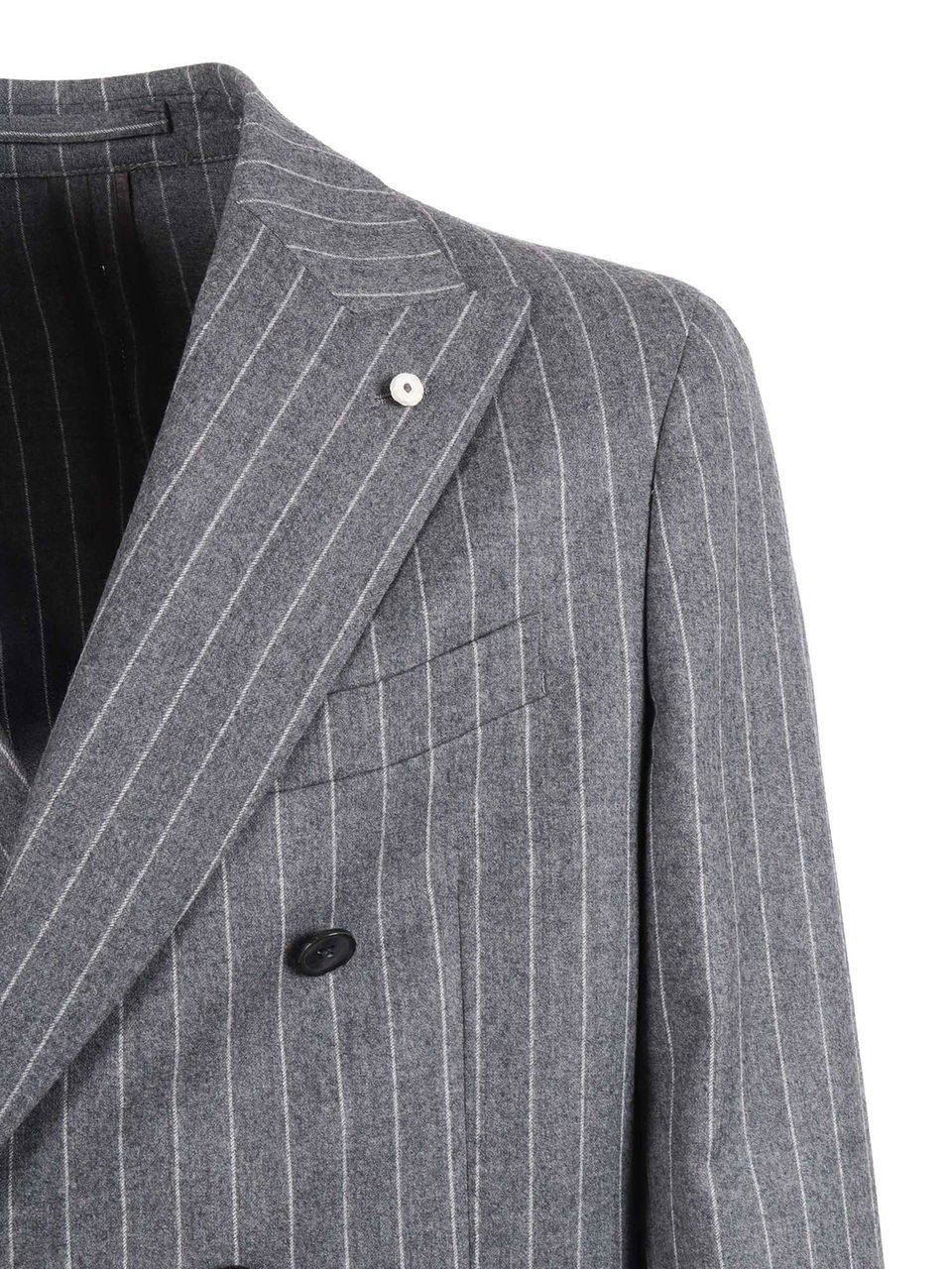 L.B.M 1911 Grey Pinstripe Double Breasted Suit Grijs