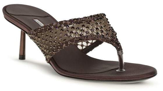 LE SILLA Brown Goatskin Stiletto Heel Sandals Bruin