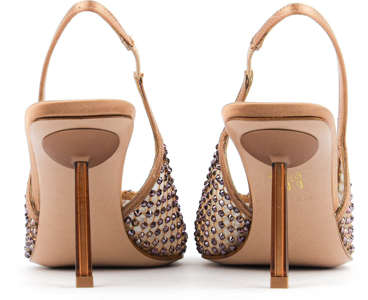 Le Silla Chanel Gilda Pump Strass Nude Beige