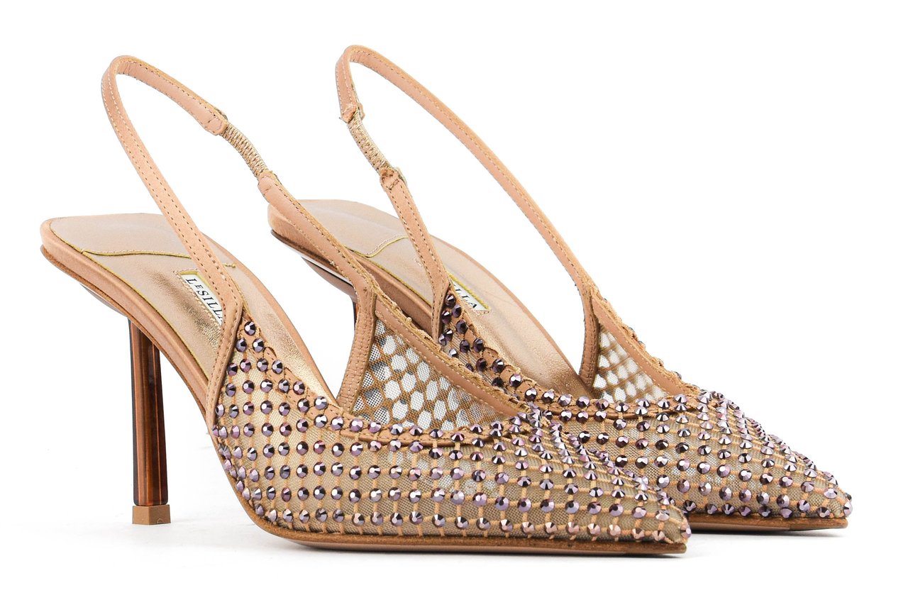 Le Silla Chanel Gilda Pump Strass Nude Beige