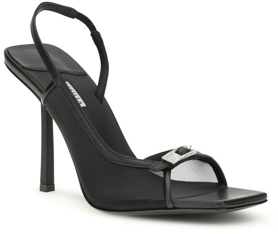 LE SILLA Black Calf Leather Bos Taurus Stiletto Heel Sandals Zwart