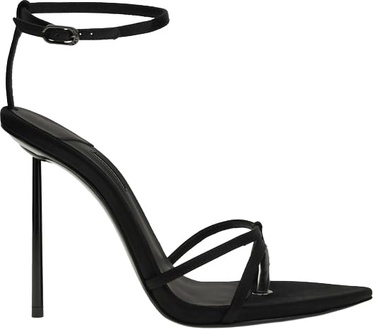 LE SILLA Black Silk Stiletto Heel Sandals Zwart