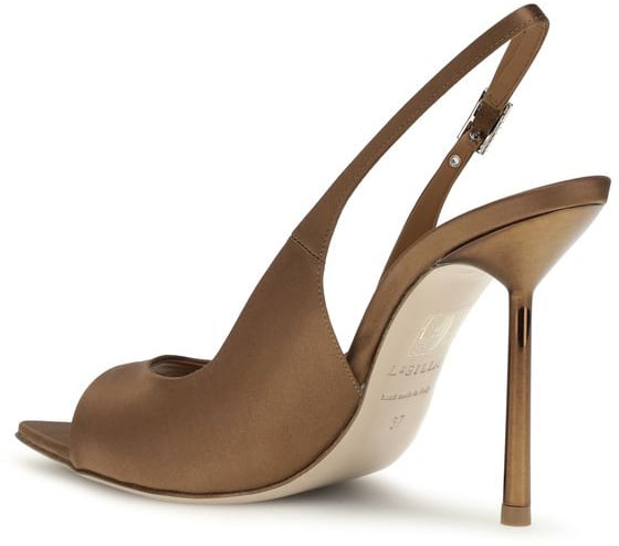 LE SILLA Brown Silk Stiletto Heel Sandals Bruin