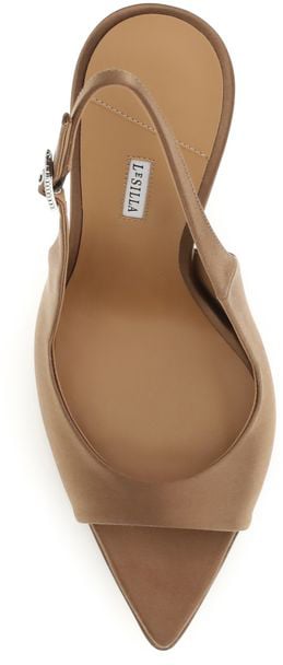LE SILLA Brown Silk Stiletto Heel Sandals Bruin