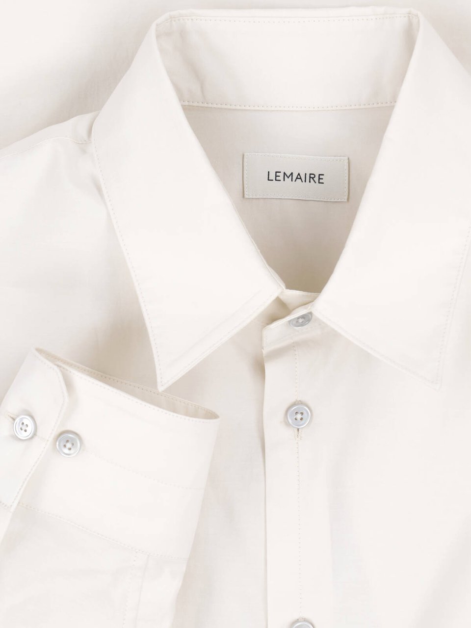 Lemaire Cream Classic Collar Cotton Silk Shirt Wit