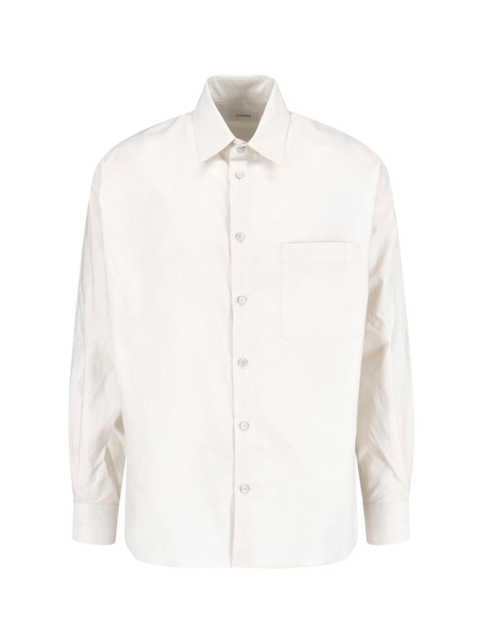 Lemaire Cream Classic Collar Cotton Silk Shirt Wit