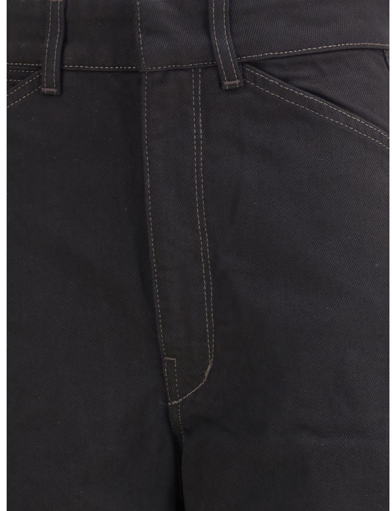 Lemaire Black Cotton Casual Pants Zwart