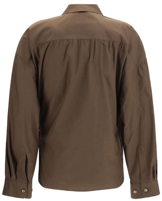 Lemaire Brown Cotton Shirt Bruin