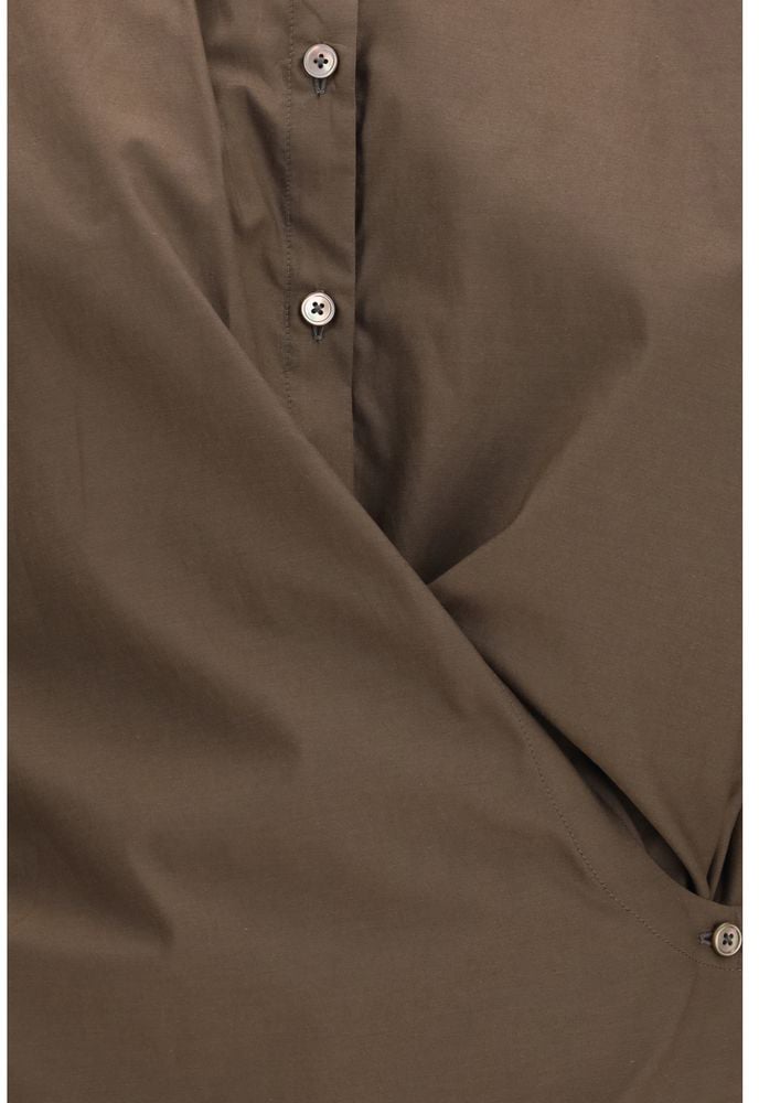 Lemaire Brown Cotton Shirt Bruin
