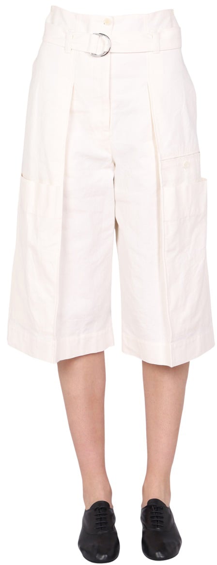 Lemaire BELTED BERMUDA SHORTS Wit