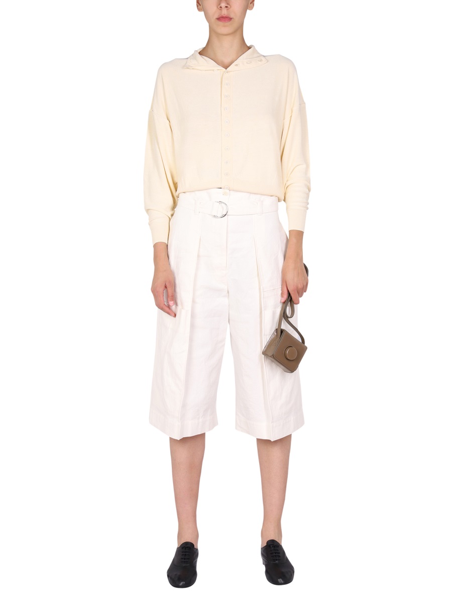 Lemaire BELTED BERMUDA SHORTS Wit