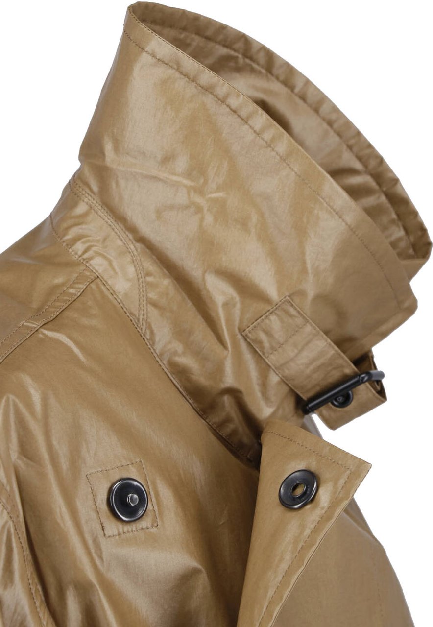 Lemaire Khaki Coated Cotton Short Belted Coat Bruin