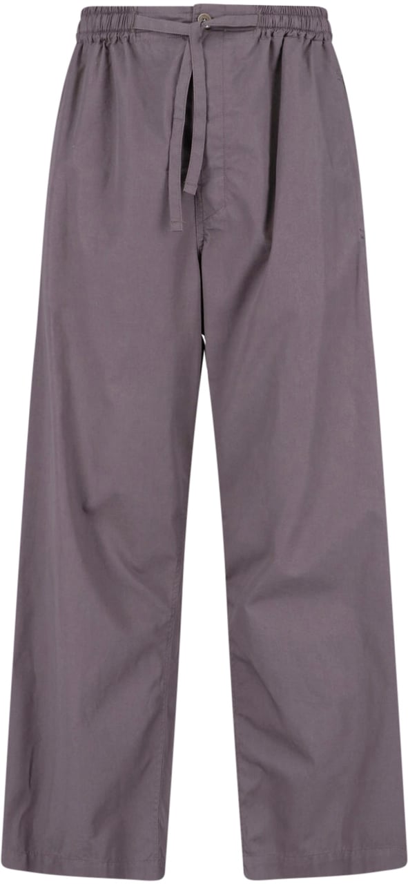Lemaire Taupe Pyjama Elastic Waist Cotton Trousers Bruin
