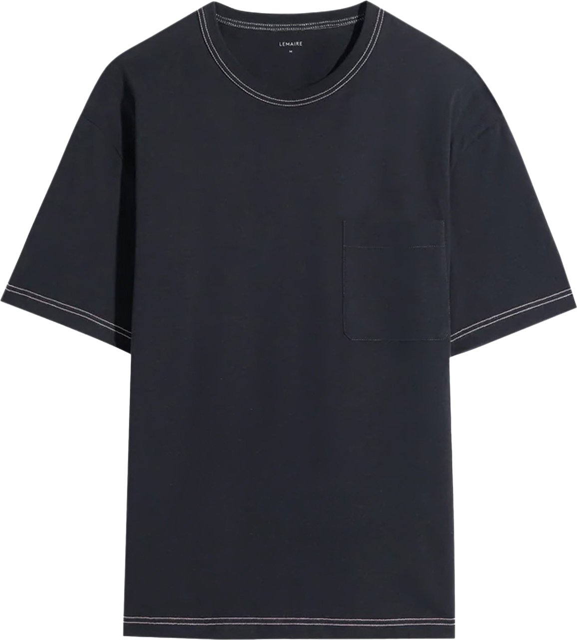 Lemaire Boxy Black Short-Sleeve T-Shirt with Contrast Stitching Zwart