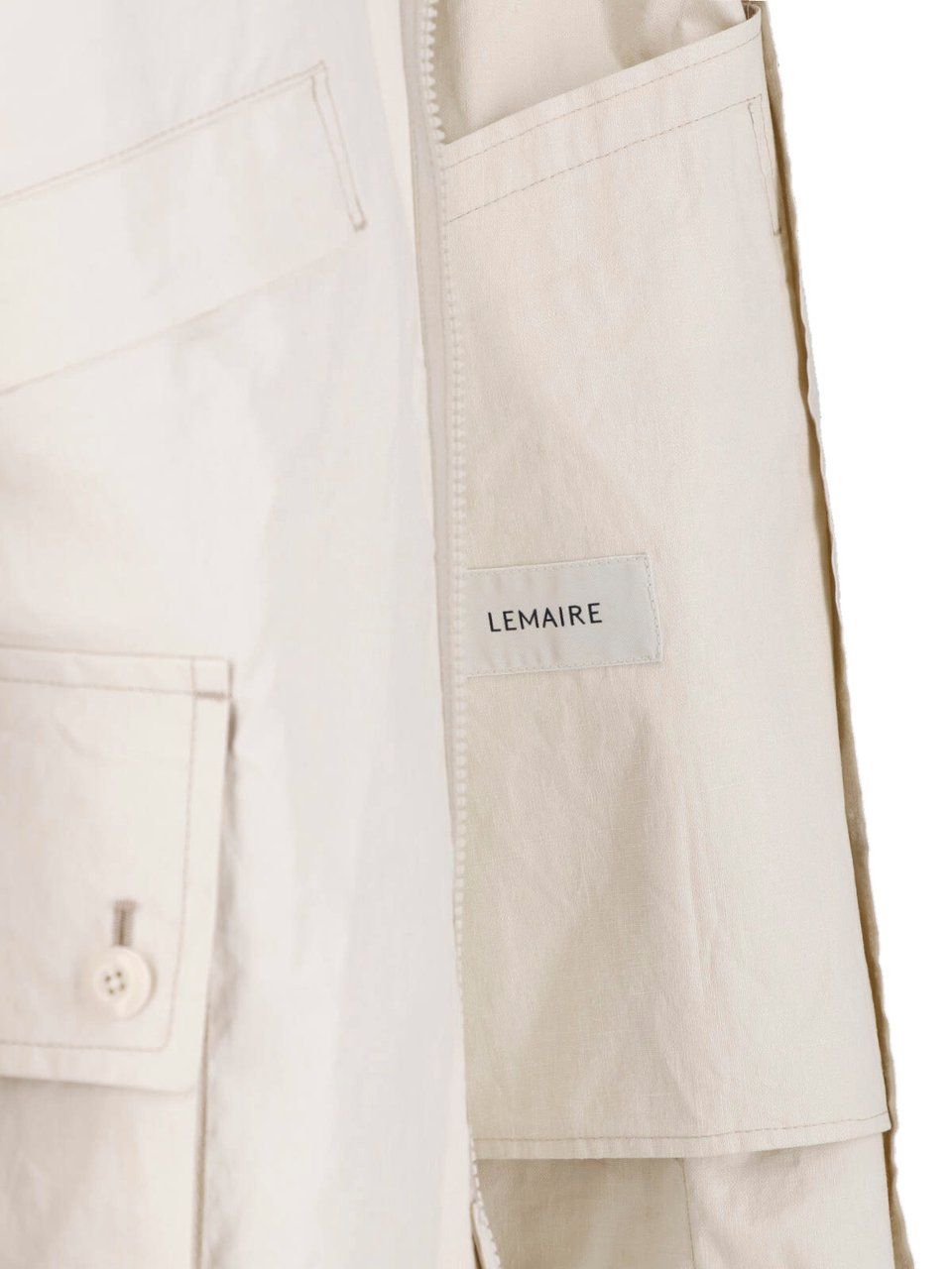 Lemaire White Technical Linen Hooded Waterproof Jacket Neutraal