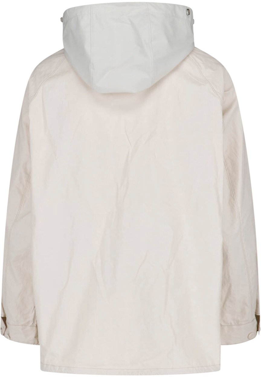 Lemaire White Technical Linen Hooded Waterproof Jacket Neutraal