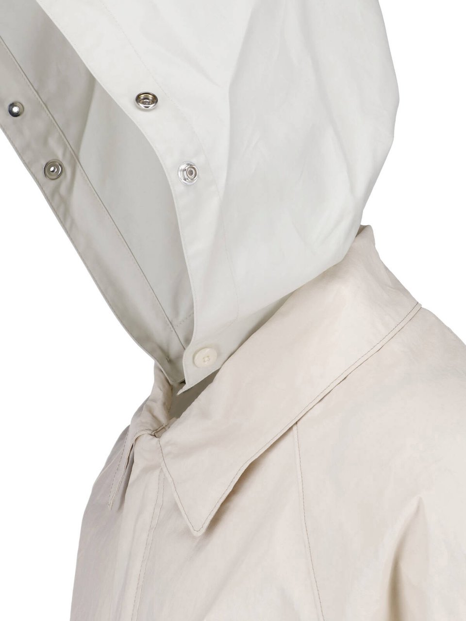 Lemaire White Technical Linen Hooded Waterproof Jacket Neutraal