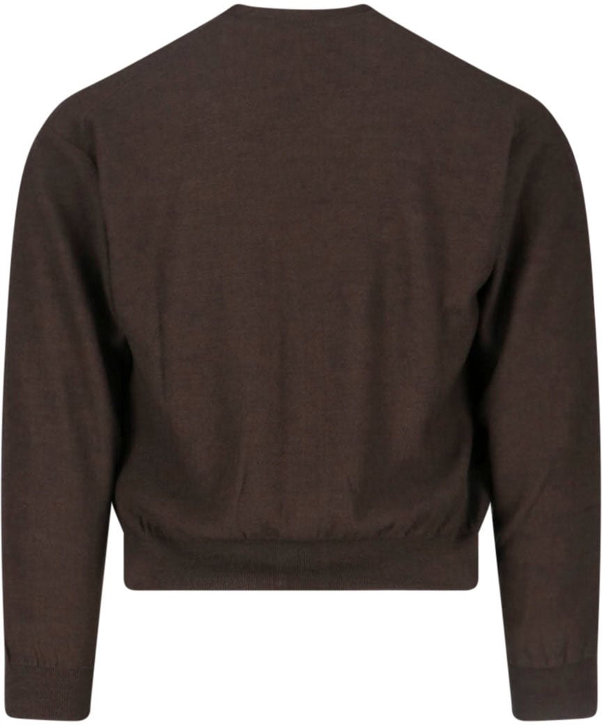Lemaire Brown Twisted V-Neck Wool Blend Cardigan Bruin