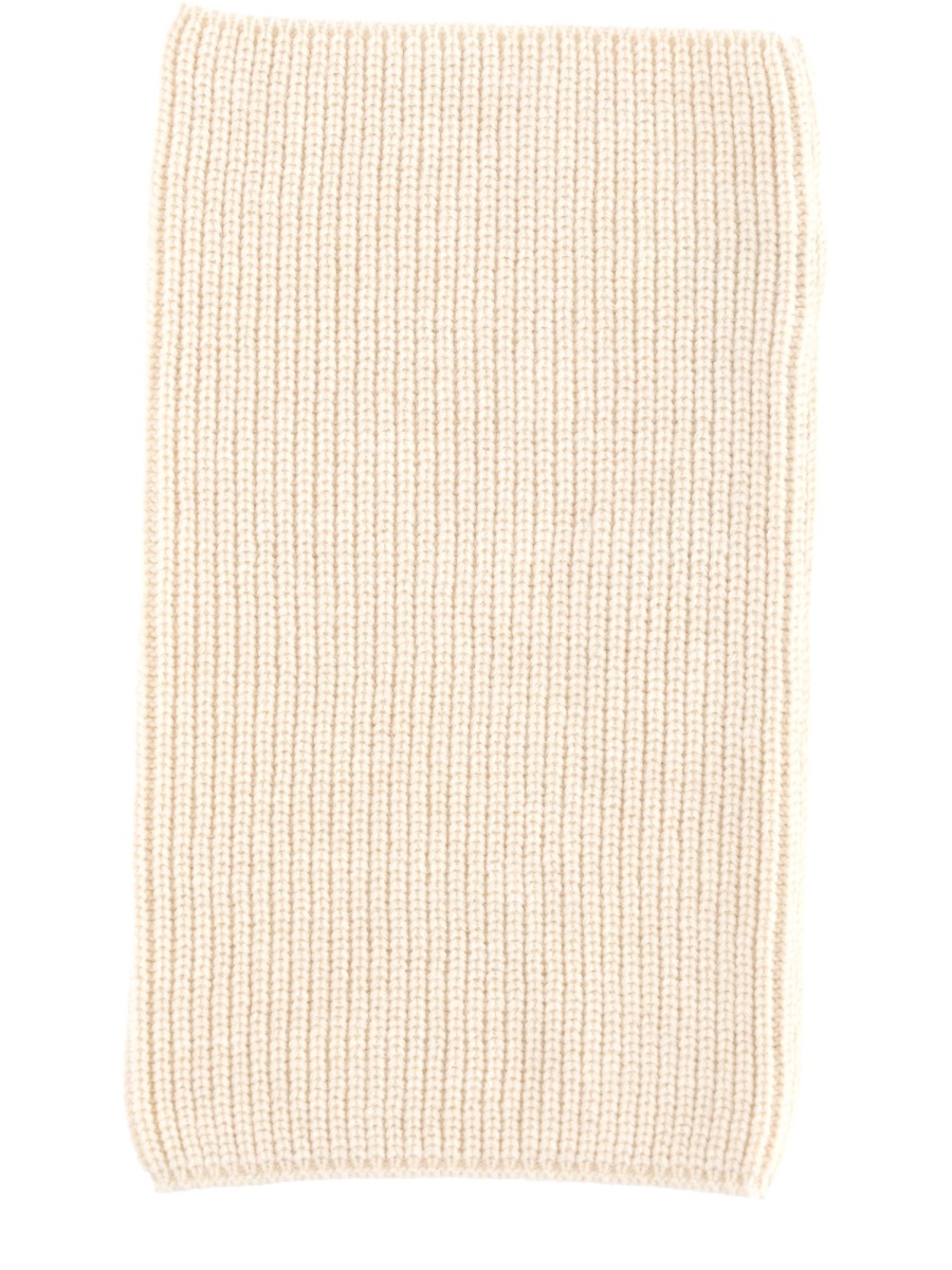 Lemaire Neutrals Knitted Ribbed Snood Scarf Neutraal