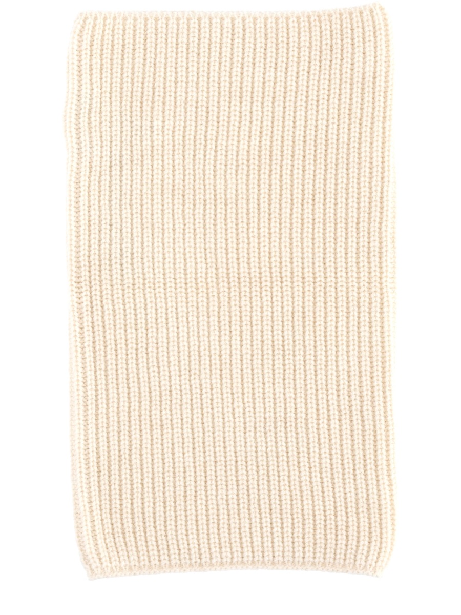 Lemaire Neutrals Knitted Ribbed Snood Scarf Neutraal