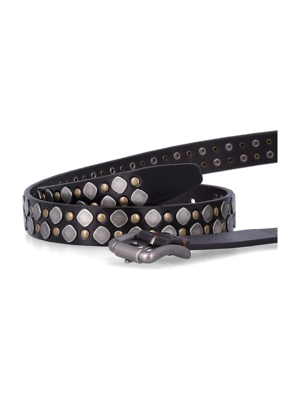 Lemaire Lemaire Rio Stud Leather Belt in dark brown Bruin