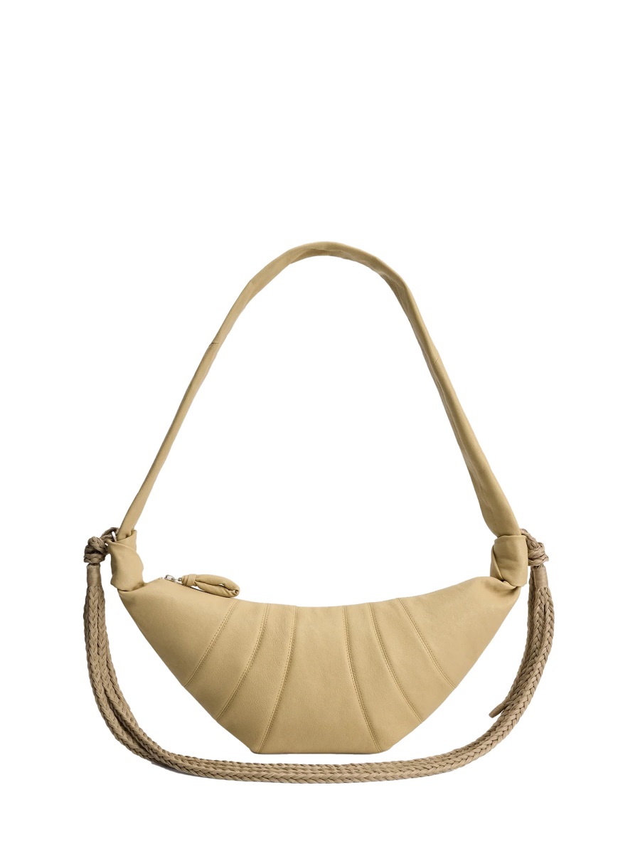 Lemaire Brown Buffalo Leather Crescent Shoulder Bag Neutraal